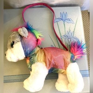 Poochie & Co rainbow purse dog.
